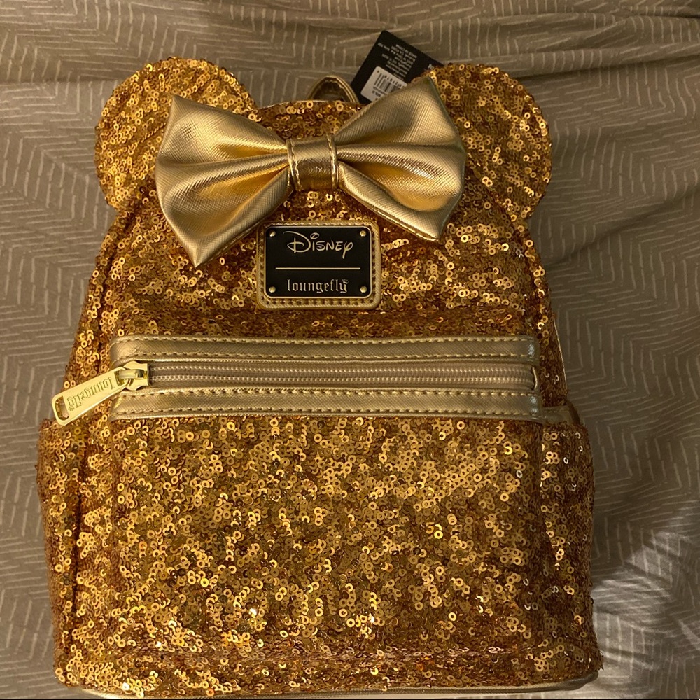 Yellow Gold Sequin Minnie Loungefly Backpack